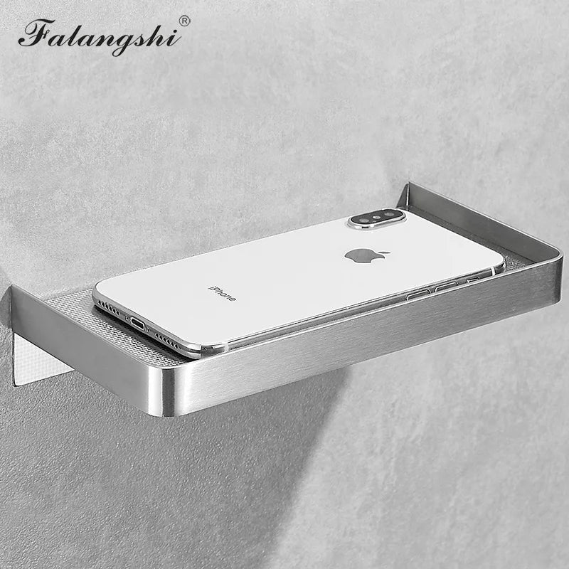 Bathroom Shelf Phone Storage Rack- Stainless Steel Wall Mount, Shower Basket Holder, Phone Holder