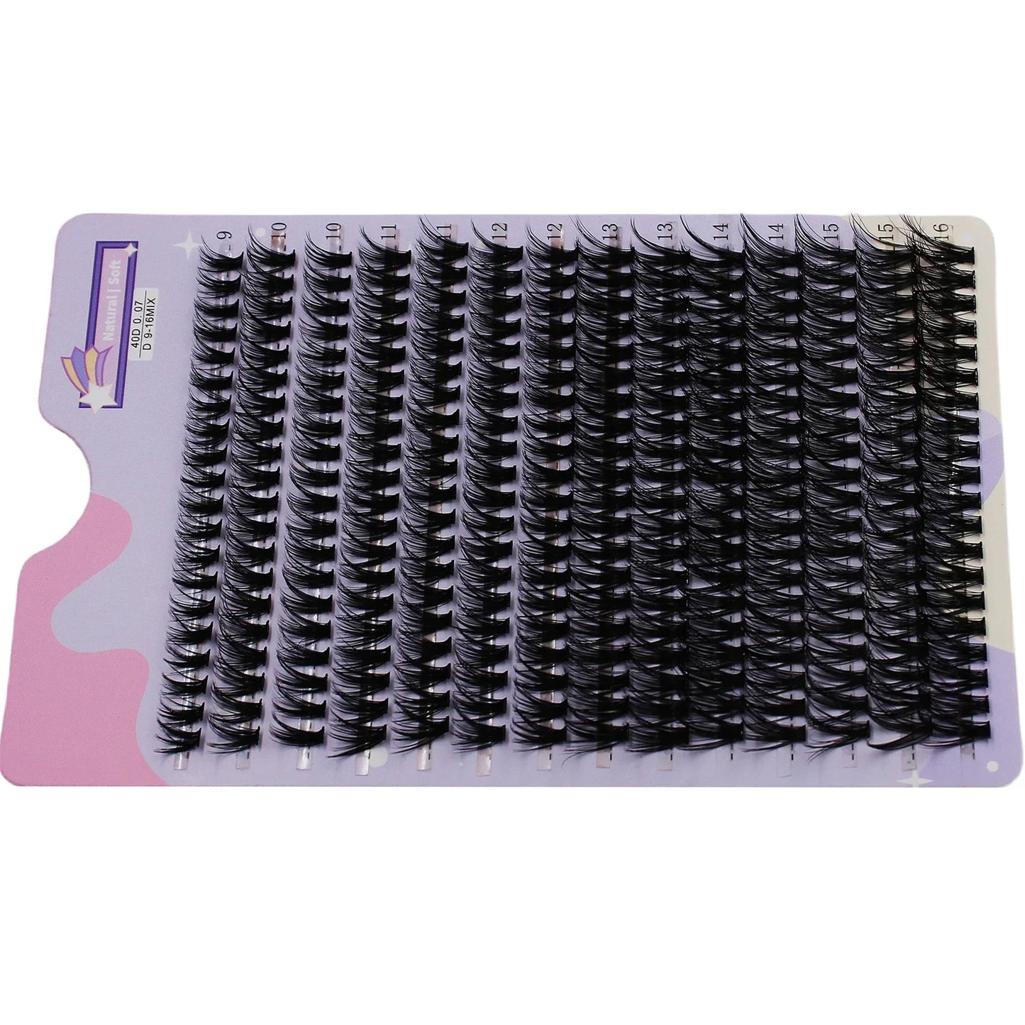 14 Rows 280 Clusters 40D Mix 9-16mm Cluster Lashes Extension Natural
