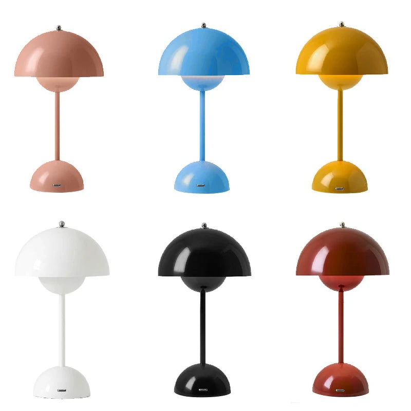 Mushroom Flower Bud Rechargeable LED Table Lamps Desk Night For Bedroom