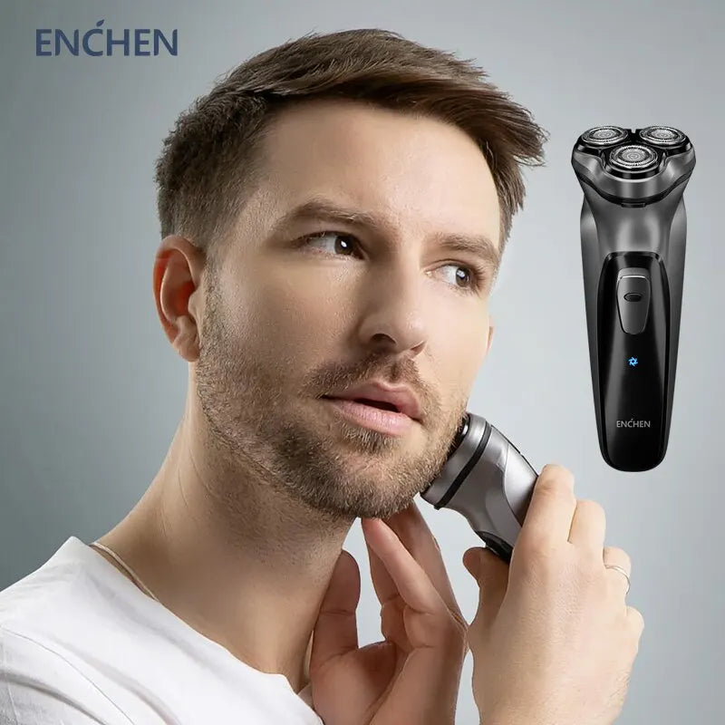 ENCHEN Blackstone Electrical Rotary Shaver for Men 3D Floating Blade Washable Type-C USB