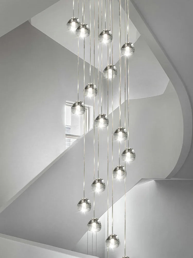 Crystal Staircase Chandelier Living Room Luxury Design Spiral Staircase LED Lighting
