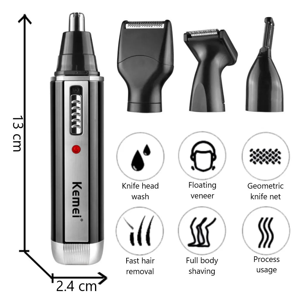 4in1 Rechargeable Nose Trimmer Beard Trimmer for Men Ear Eyebrow Nose Hair
