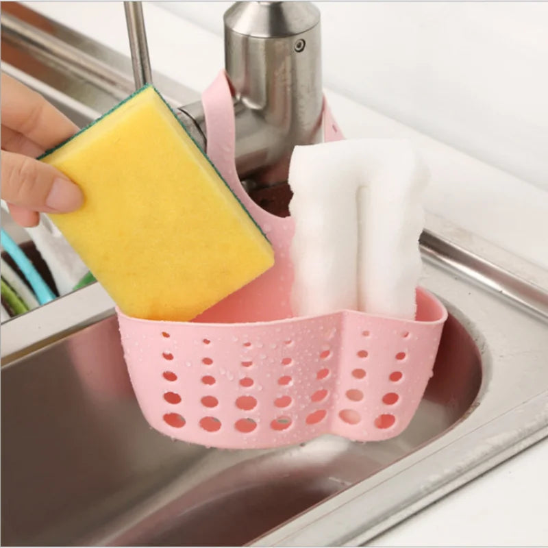 Home Storage Drain Basket Kitchen Sink Holder Adjustable Soap Sponge Holder