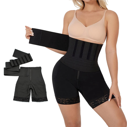 Tummy Slimming Shorts 2 in 1 Fajas Body Shaperwear High Waist Shaper Panties Modeling Strap Trainer Belt Female Corset Binder
