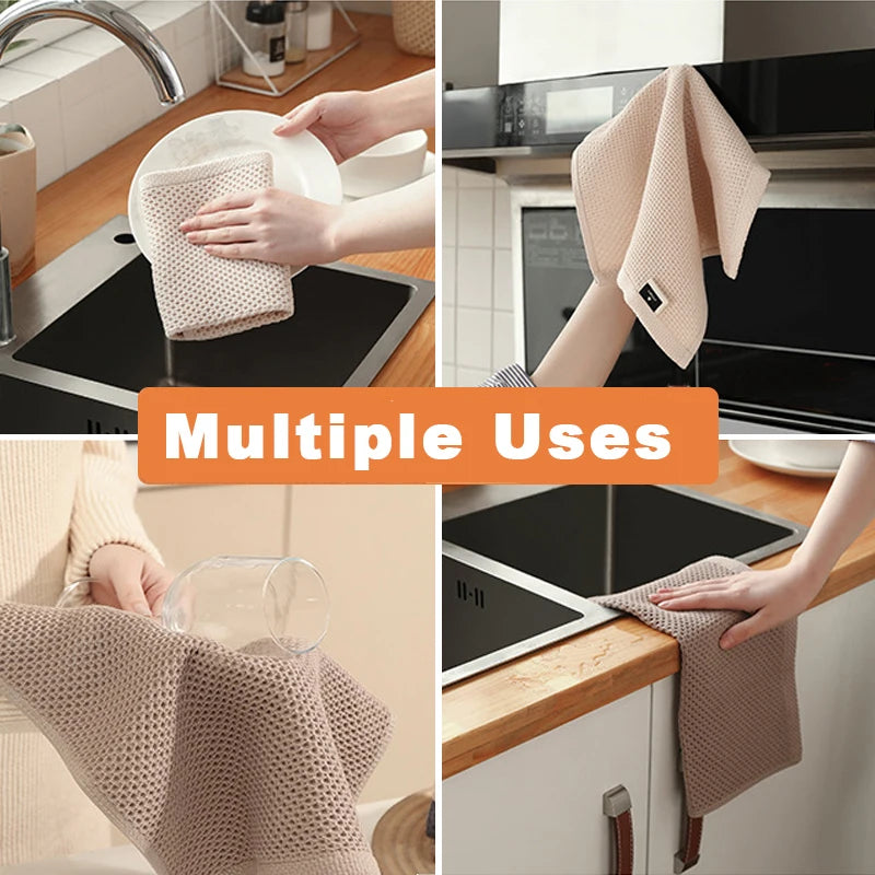 Cotton Towel Soft Absorbent Dishcloth Kitchen Dish Rags Face Wash Towel Household Cleaning Cloth Wash Cloth