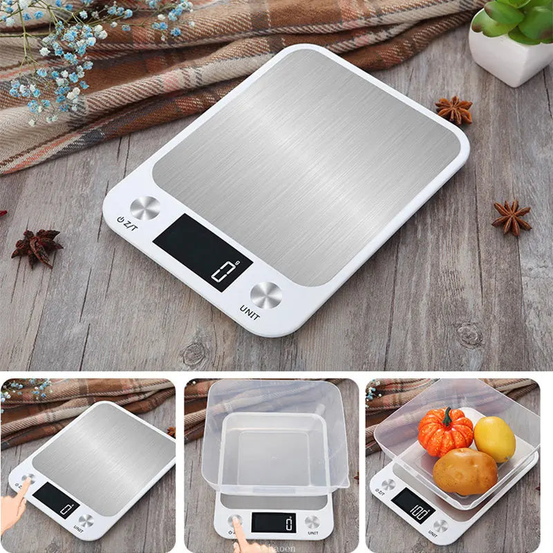 Kitchen Scale 15Kg/1g Weighing Food| Smart Electronic Digital Scales Stainless Steel Design for Cooking and Baking
