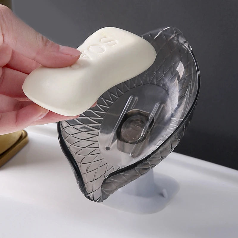 1pcs Drain Soap Holder Leaf Shape Soap Box