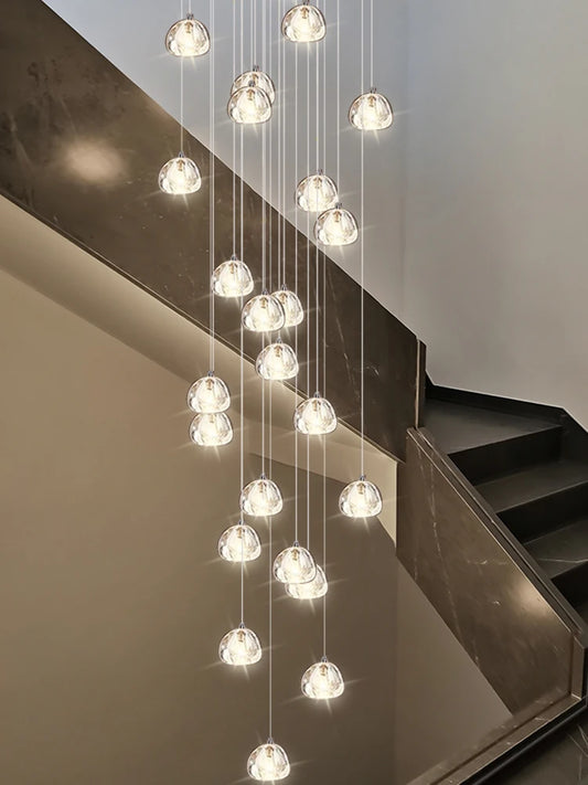 Crystal Staircase Chandelier Living Room Luxury Design Spiral Staircase LED Lighting