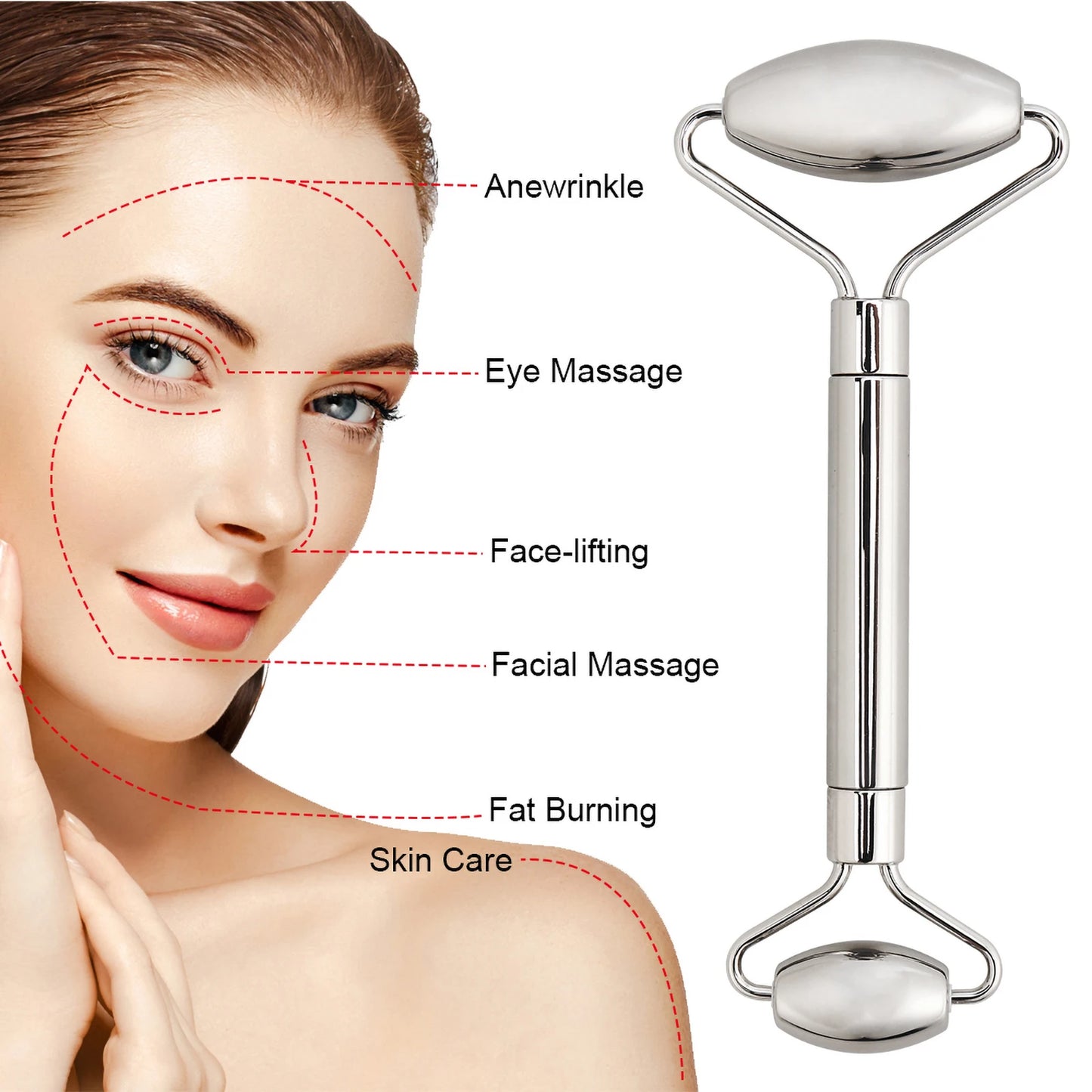 Stainless Steel Facial Roller Face Care Lifting Massage Tool