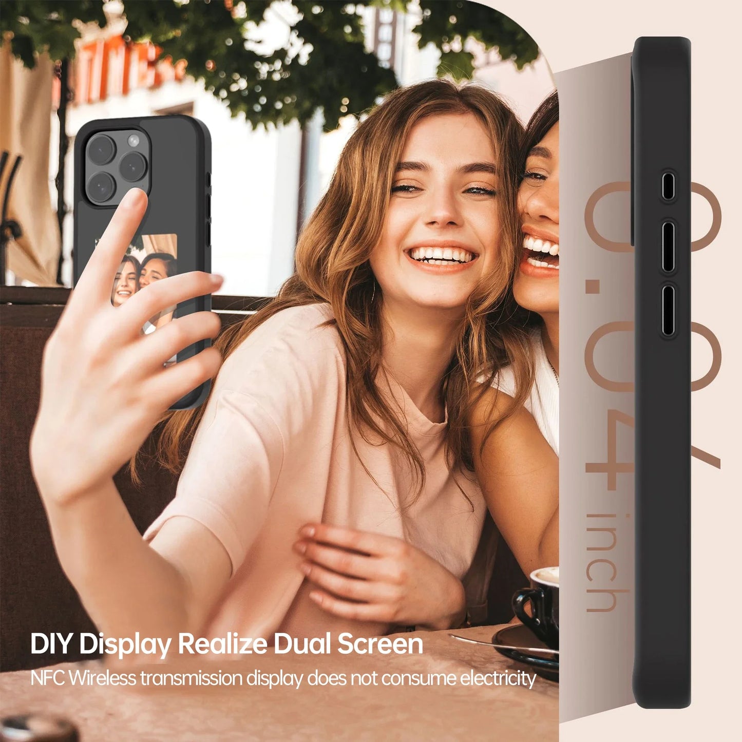 Iphone 13 14 15 Pro Max Digital Smart NFC Eink Screen DIY Phone Case