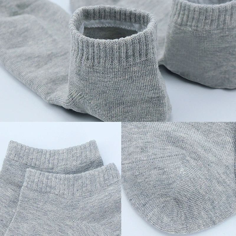 5 Pairs Low Cut Men Socks Solid Color Black White Breathable Cotton Socks