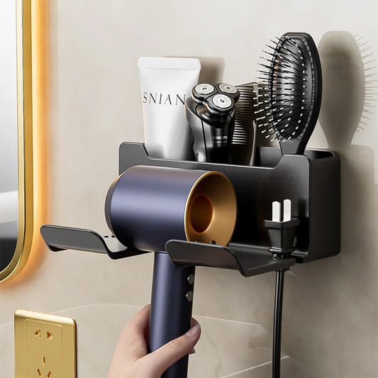 Bathroom Wall Shelves Hair Dryer Holder Shower Hairdryer Organizer Box Toilet Blower Holder Shelf Bathroom