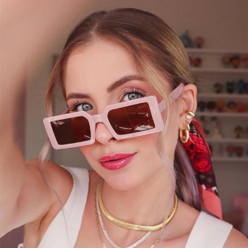 New Small Frame Rectangle Sunglasses Women's Fashion Jelly Color Sun Glasses