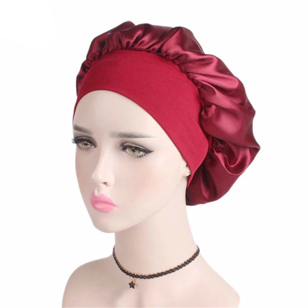 Satin Solid Sleeping Night Hair Care Bonnet Nightcap| For Women Men Unisex Cap