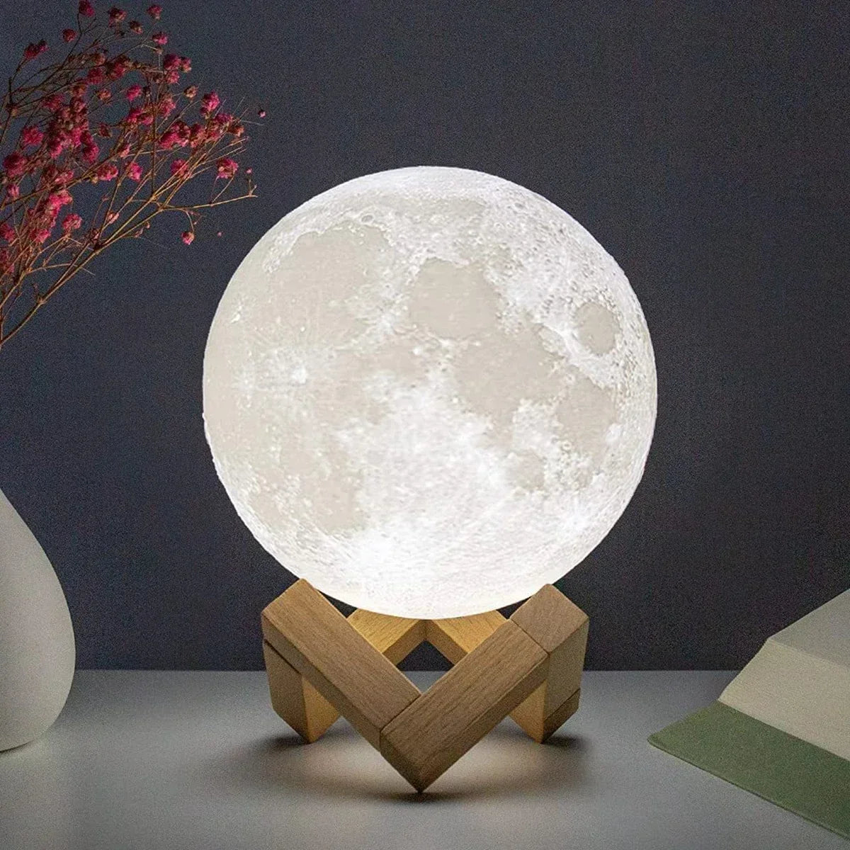 8cm Battery Powered Moon Lamp LED Night Light