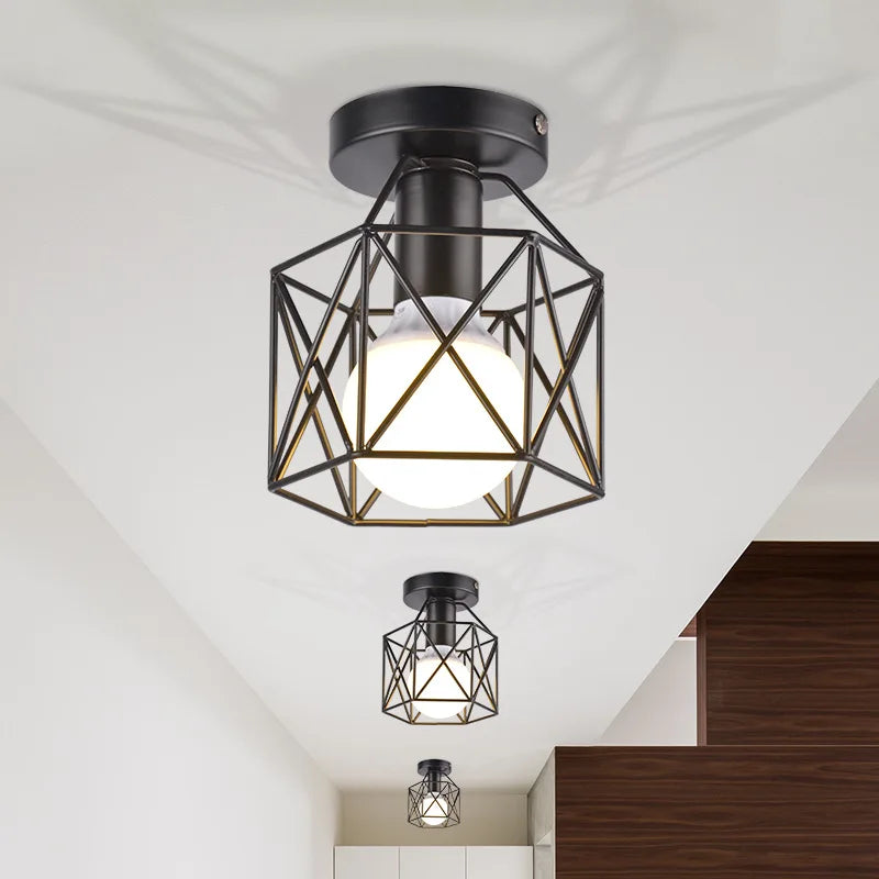 Modern Nordic Black Wrought Iron E27 Led Ceiling Lights For kitchen Living Room Bedroom