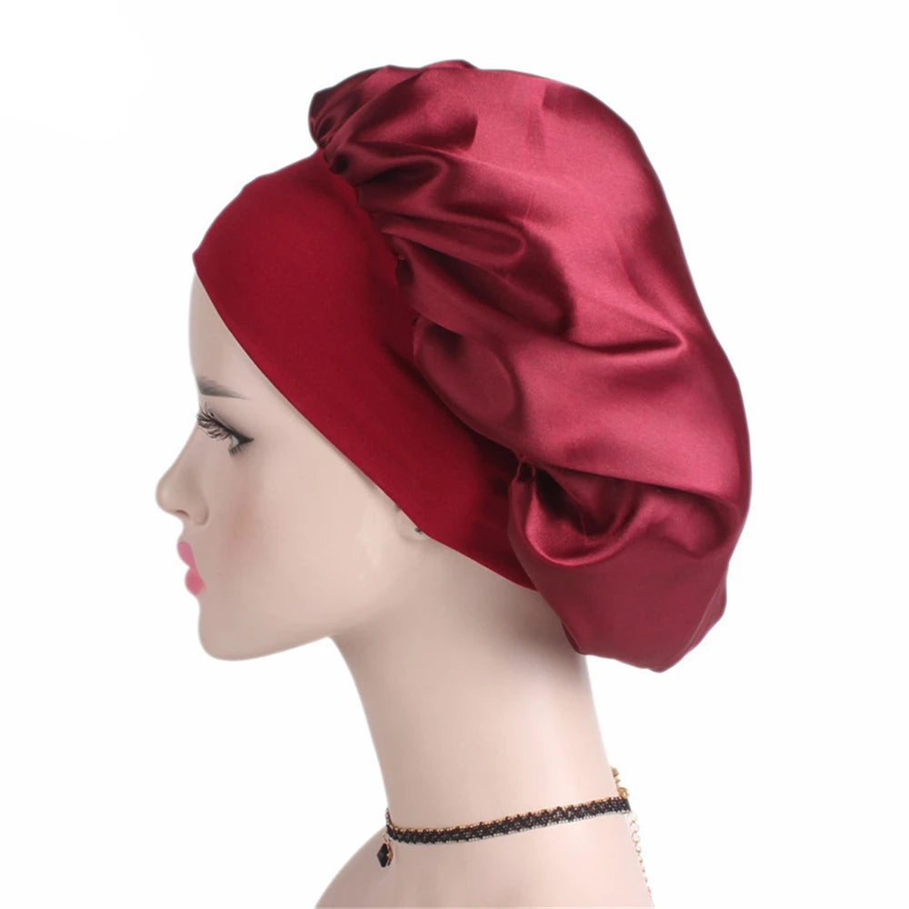 Satin Solid Sleeping Night Hair Care Bonnet Nightcap| For Women Men Unisex Cap