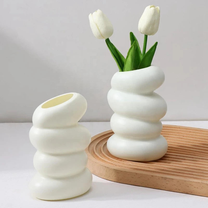 1PC Plastic Spiral White Vase Hydroponic Pot Vase