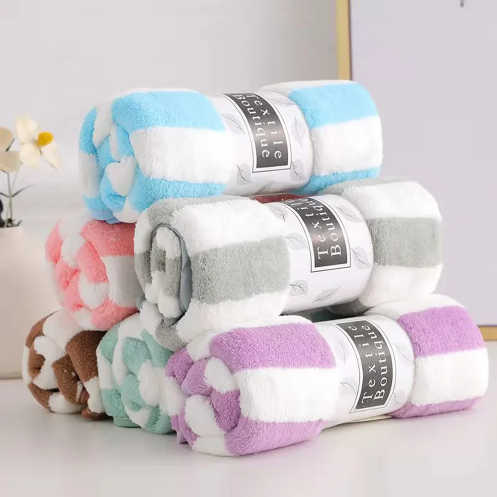35x75cm Stripes Absorbent Quick Drying Bath Towel Sets| Soft Adults Face Hand Towels