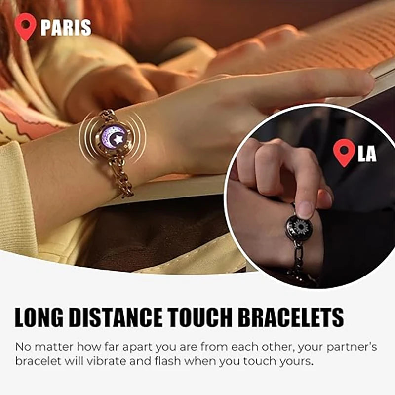 Long Distance Touch Bracelets, Vibration & Light up for Love Couples| Bluetooth Pairing  Jewelry