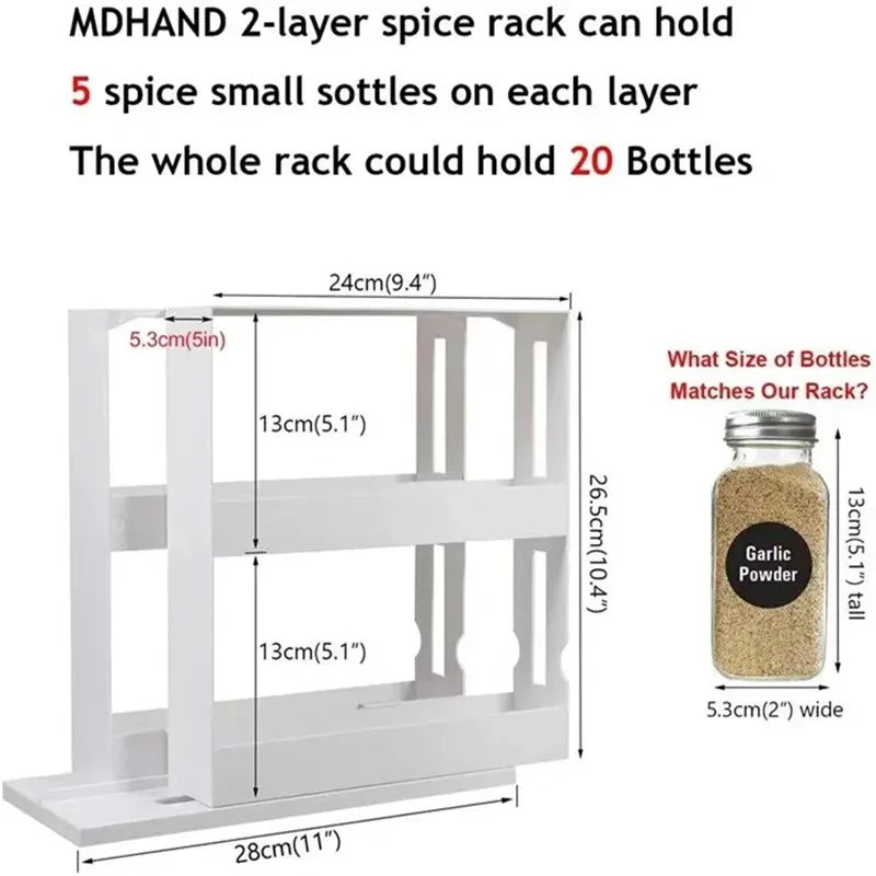 Multi-Function 2 Tier Rotate Spice Seasoning  Storage Rack| Bathroom items