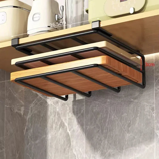 Stainless Steel Kitchen Hanging Cabinet, Cutting Board, Hanging Rack, Paper Towel Rack, Pot Cover Storage