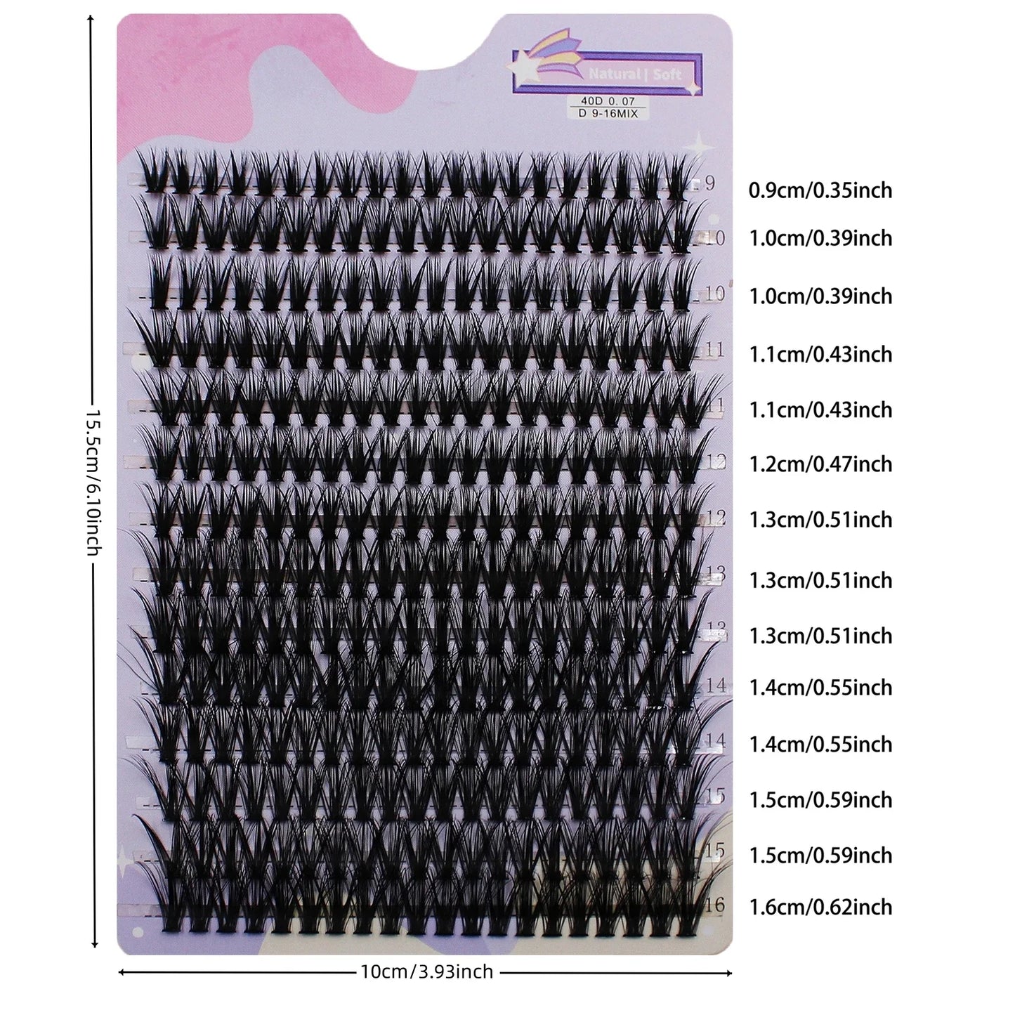 14 Rows 280 Clusters 40D Mix 9-16mm Cluster Lashes Extension Natural