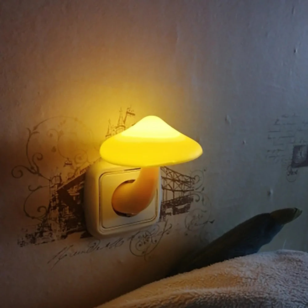 Bedroom Led Mushroom Night Light Wall Socket Lamp
